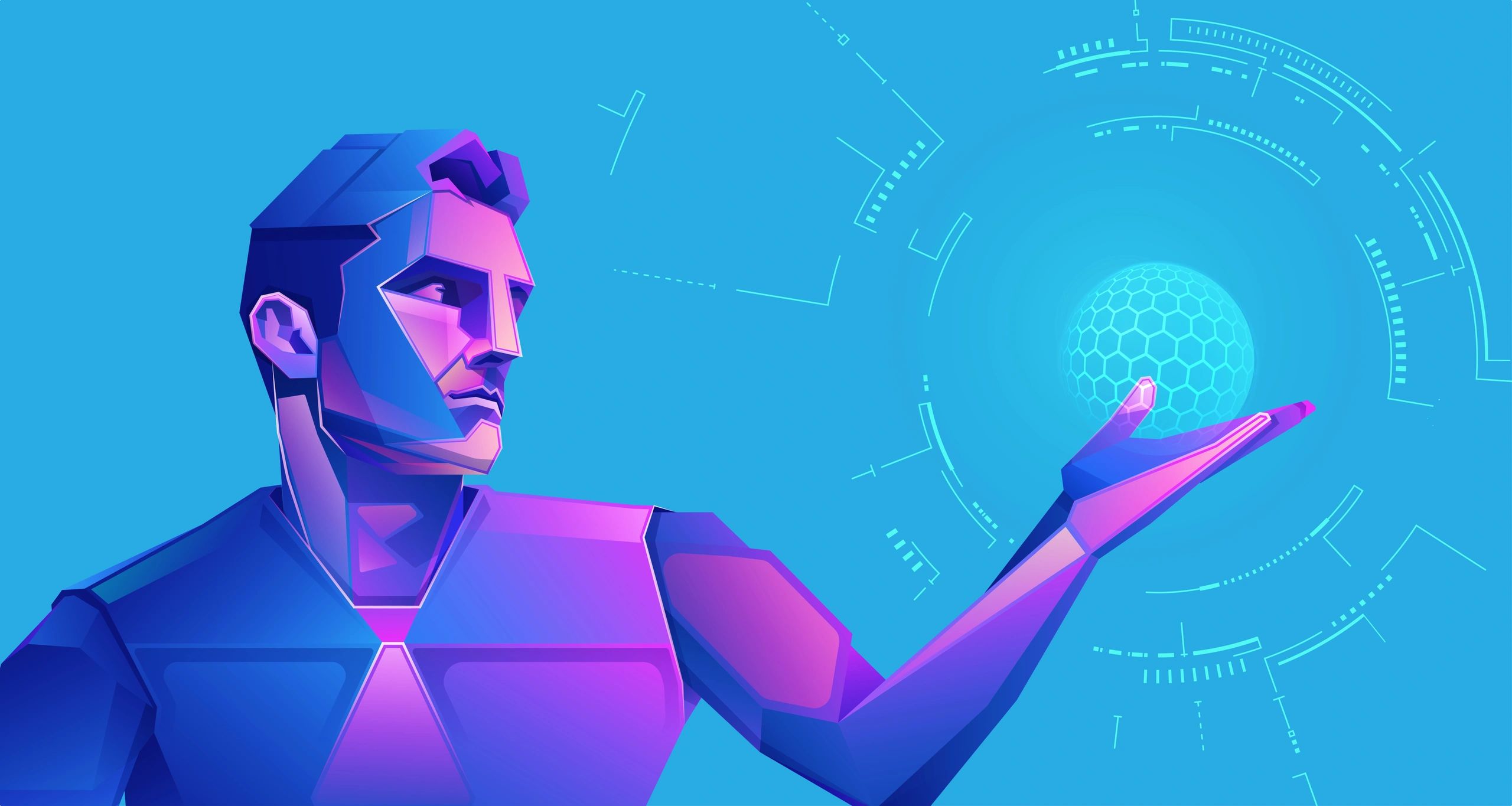 Abstract futuristic human interface representing digital twin health modeling