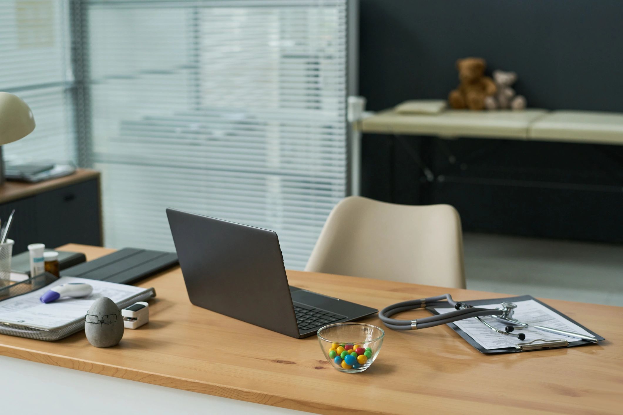 Modern health technology workspace with digital tools